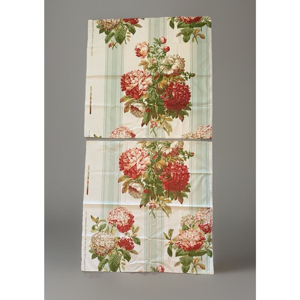 2 Schumacher Dorchester Bouquet Floral Stripe Multicolor Fabric Samples 26 x 26 - Picture 2 of 5